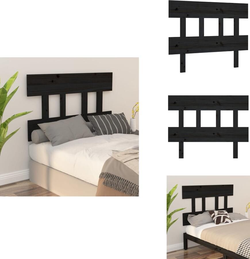 VidaXL Hoofdbord Hoofdborden Hoofdeinde Houten Hoofdbord 93-5x3x81 cm massief grenenhout zwart