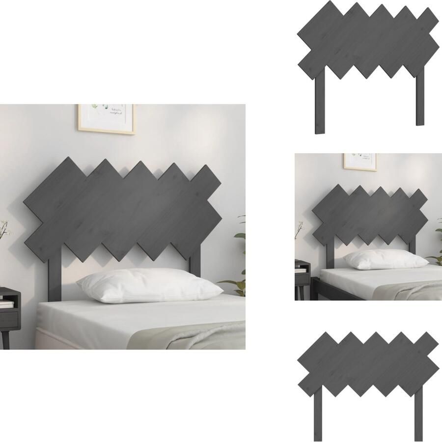 VidaXL Hoofdbord Hoofdborden Hoofdeinde Houten Hoofdbord 104x3x80 5 cm massief grenenhout grijs