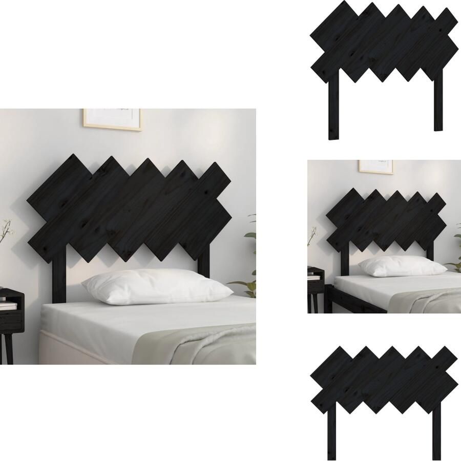 VidaXL Hoofdbord Hoofdborden Hoofdeinde Houten Hoofdbord 104x3x80 5 cm massief grenenhout zwart