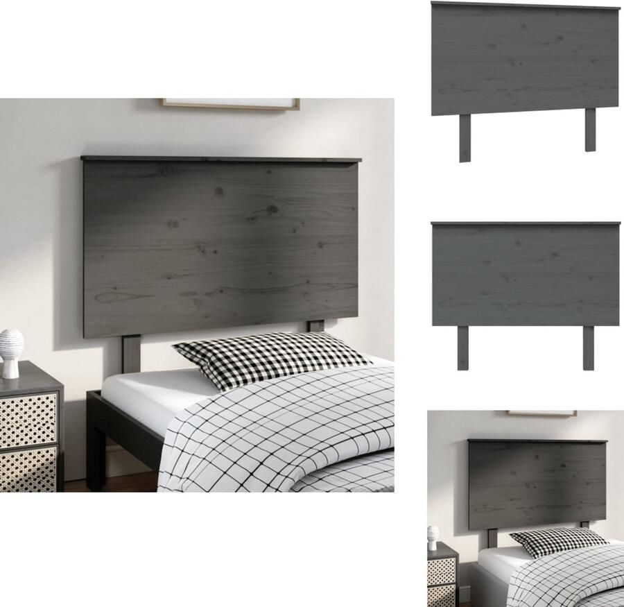 VidaXL Hoofdbord Hoofdborden Hoofdeinde Houten Hoofdbord 104x6x82-5 cm massief grenenhout grijs