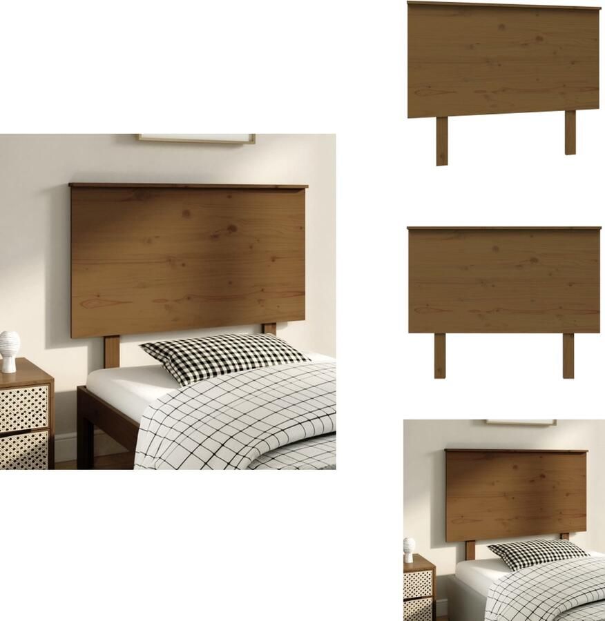 VidaXL Hoofdbord Hoofdborden Hoofdeinde Houten Hoofdbord 104x6x82-5 cm massief grenenhout honingbruin