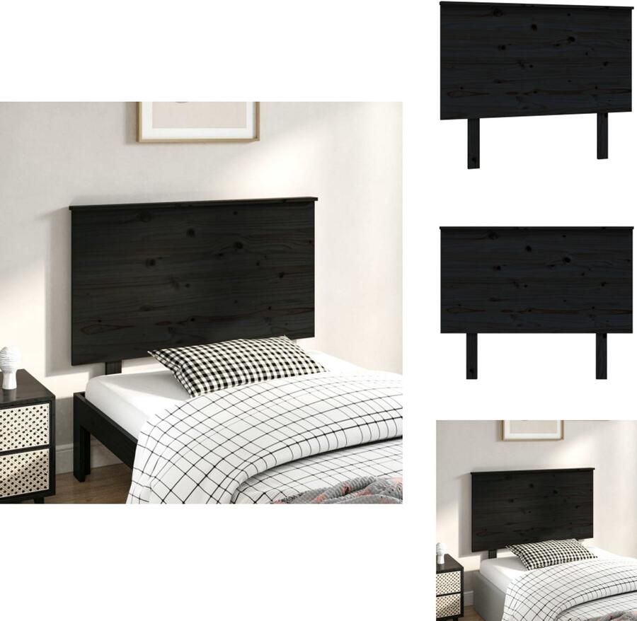 VidaXL Hoofdbord Hoofdborden Hoofdeinde Houten Hoofdbord 104x6x82-5 cm massief grenenhout zwart