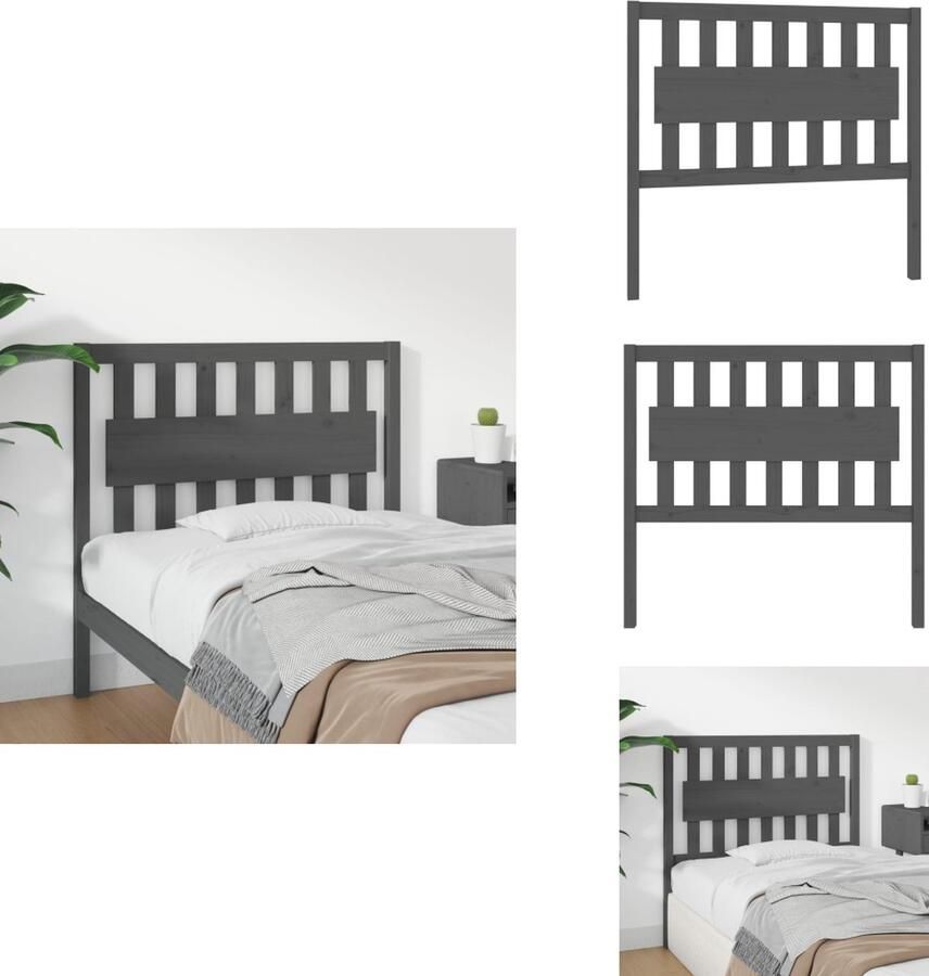 VidaXL Hoofdbord Hoofdborden Hoofdeinde Houten Hoofdbord 105-5x4x100 cm massief grenenhout grijs