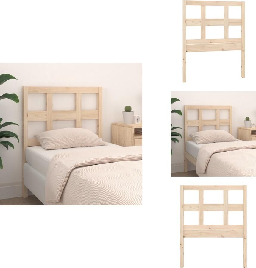 VidaXL Hoofdbord Hoofdborden Hoofdeinde Houten Hoofdbord 105-5x4x100 cm massief grenenhout - Foto 2