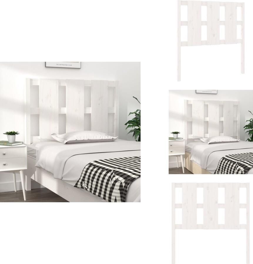 VidaXL Hoofdbord Hoofdborden Hoofdeinde Houten Hoofdbord 95 5x4x100 cm massief grenenhout wit - Foto 3