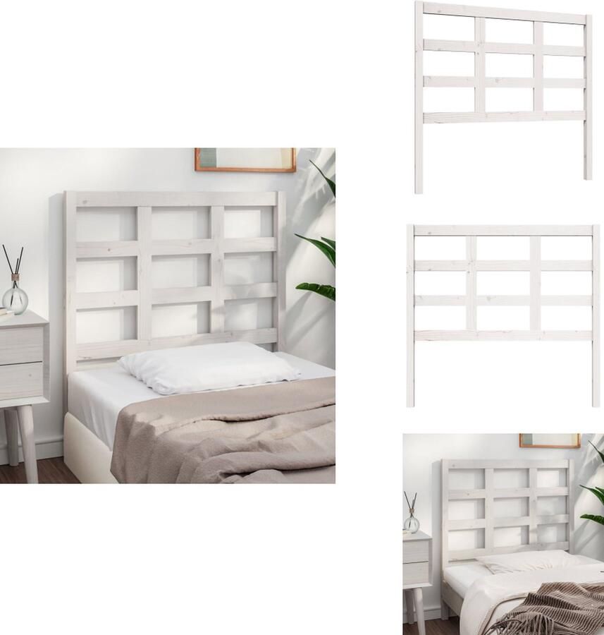 VidaXL Hoofdbord Hoofdborden Hoofdeinde Houten Hoofdbord 105 5x4x100 cm massief grenenhout wit - Foto 5