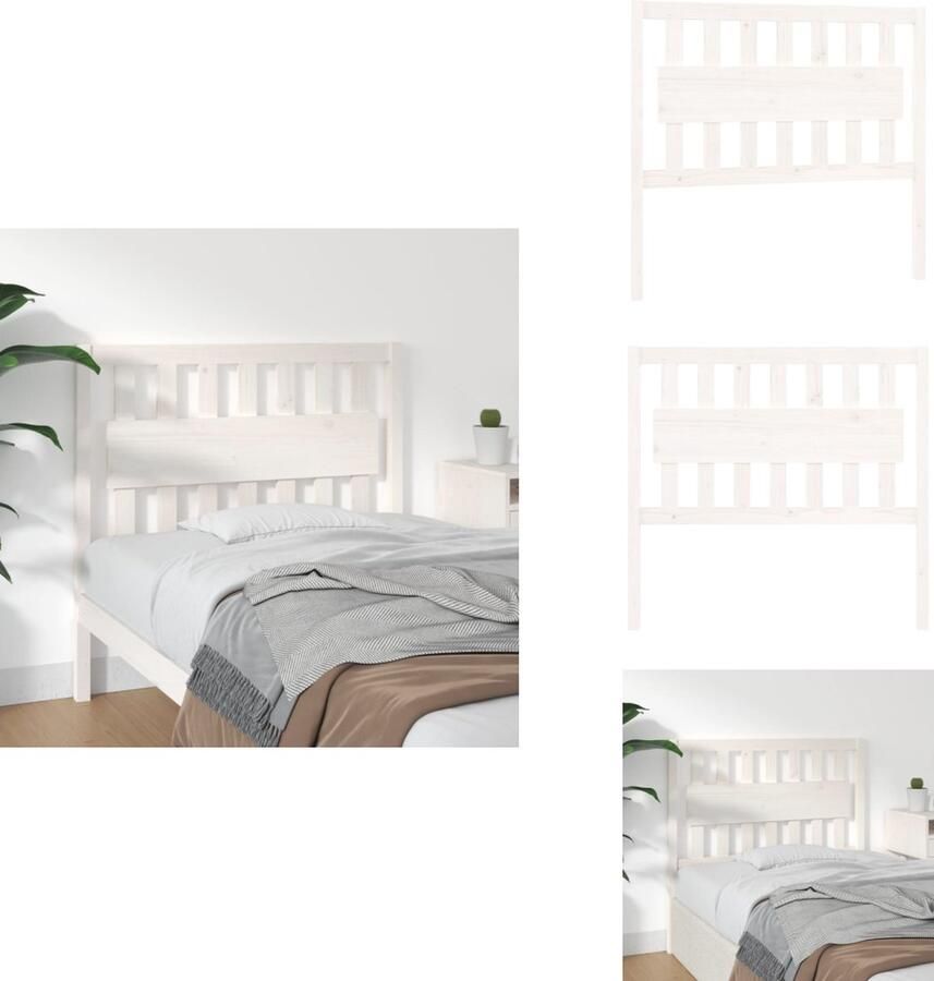 VidaXL Hoofdbord Hoofdborden Hoofdeinde Houten Hoofdbord 105-5x4x100 cm massief grenenhout wit