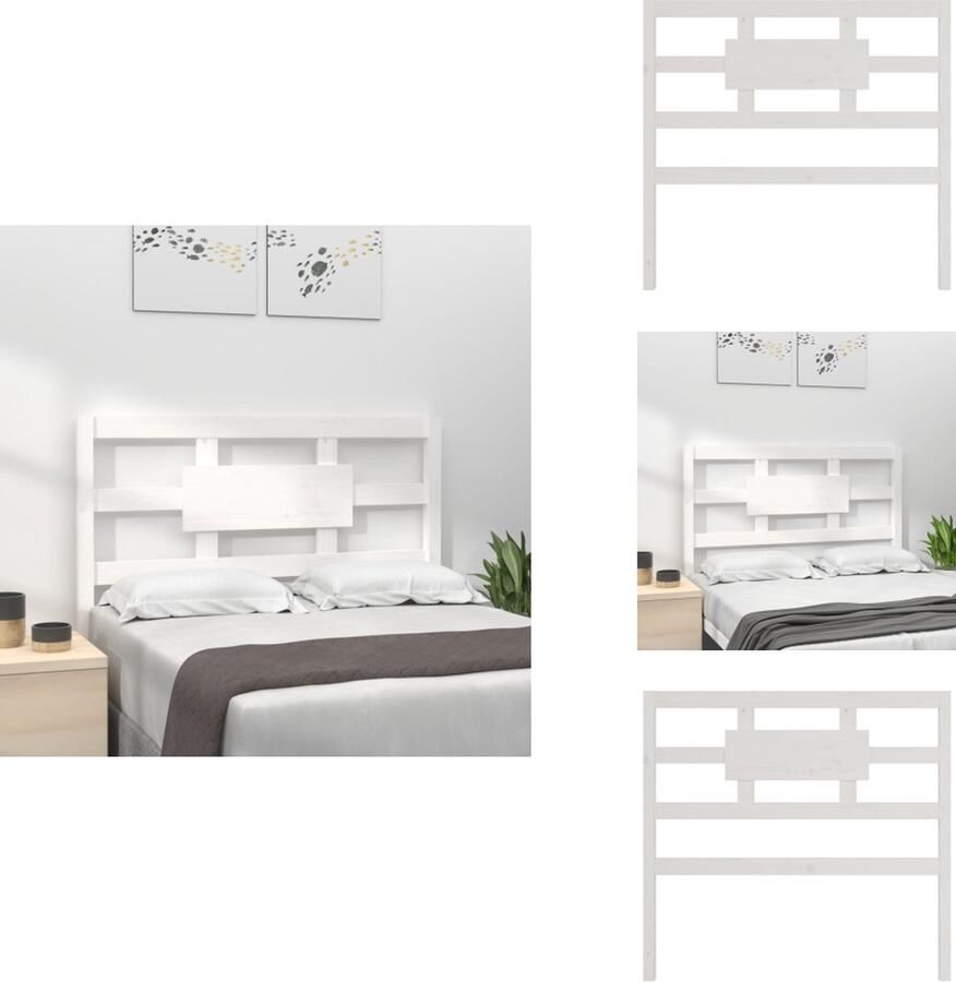 VidaXL Hoofdbord Hoofdborden Hoofdeinde Houten Hoofdbord 105 5x4x100 cm massief grenenhout wit - Foto 3