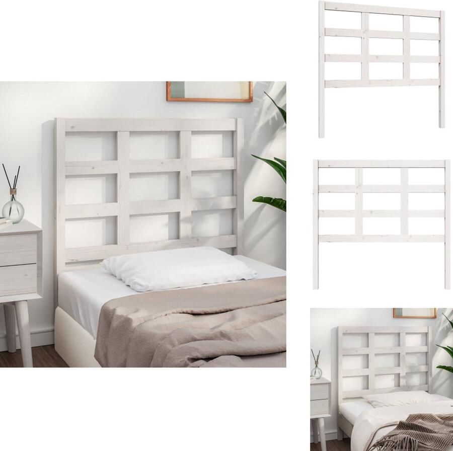 VidaXL Hoofdbord Hoofdborden Hoofdeinde Houten Hoofdbord 105 5x4x100 cm massief grenenhout wit