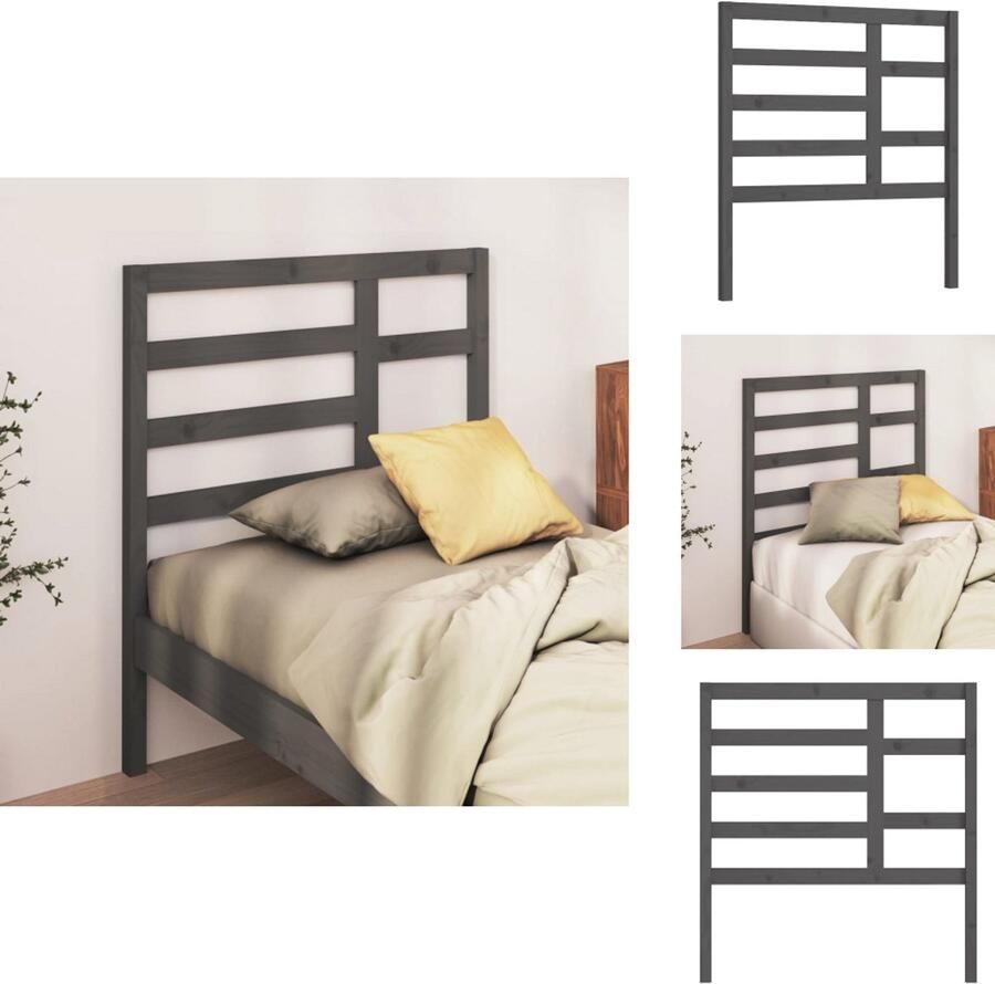 VidaXL Hoofdbord Hoofdborden Hoofdeinde Houten Hoofdbord 106x4x104 cm massief grenenhout grijs