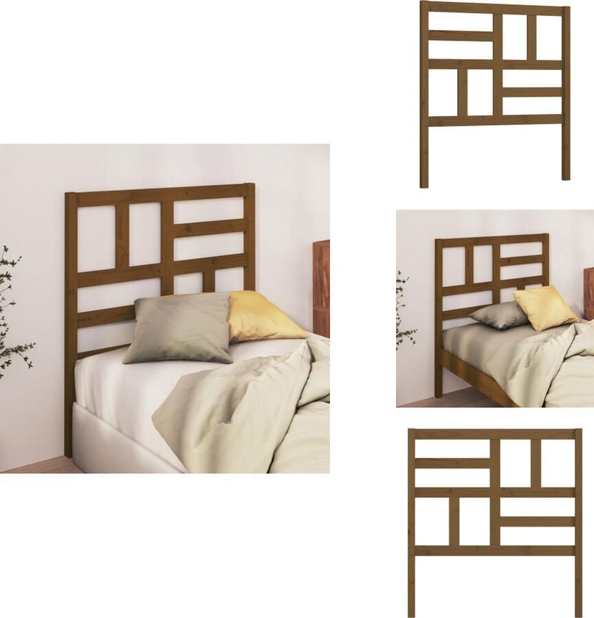 VidaXL Hoofdbord Hoofdborden Hoofdeinde Houten Hoofdbord 106x4x104 cm massief grenenhout honingbruin