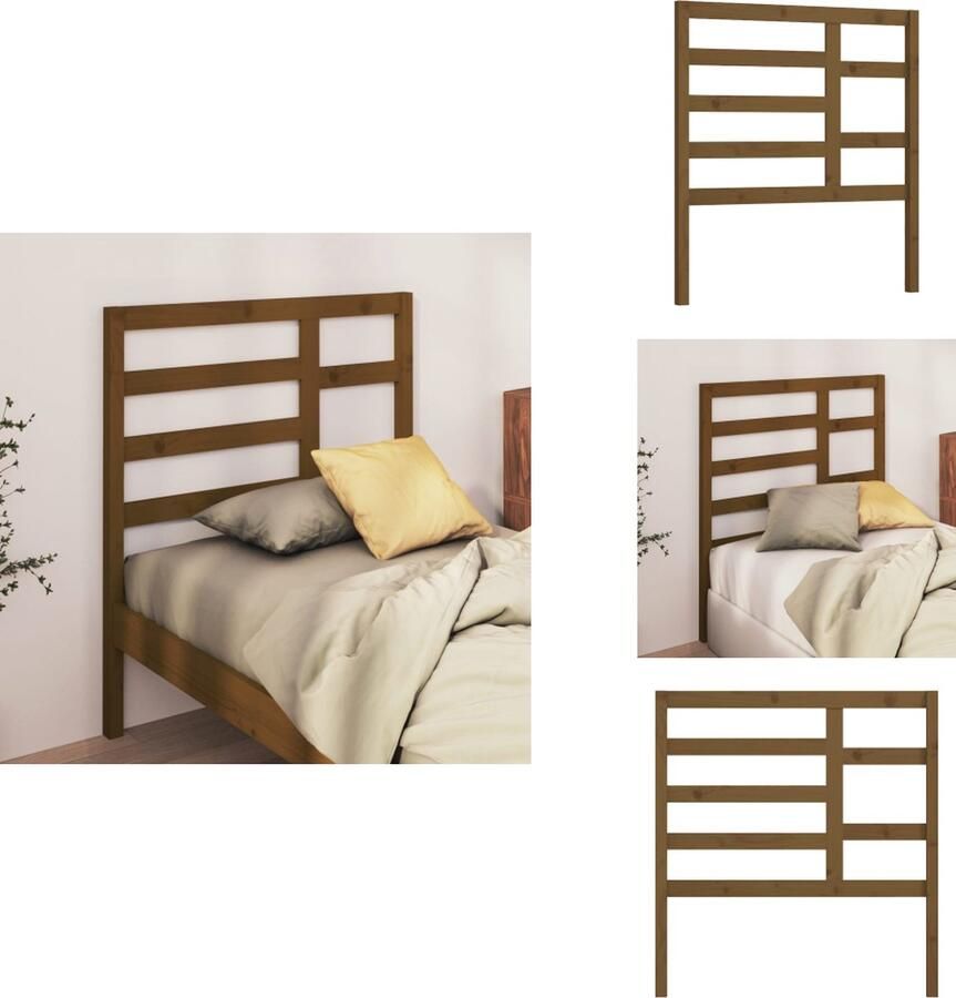 VidaXL Hoofdbord Hoofdborden Hoofdeinde Houten Hoofdbord 106x4x104 cm massief grenenhout honingbruin - Foto 3