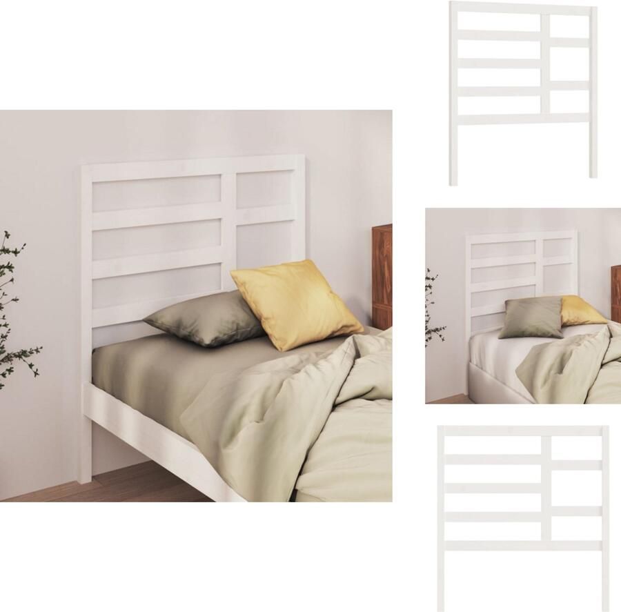 VidaXL Hoofdbord Hoofdborden Hoofdeinde Houten Hoofdbord 106x4x104 cm massief grenenhout wit