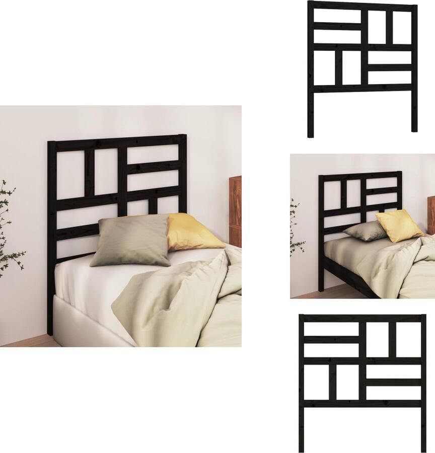 VidaXL Hoofdbord Hoofdborden Hoofdeinde Houten Hoofdbord 106x4x104 cm massief grenenhout zwart