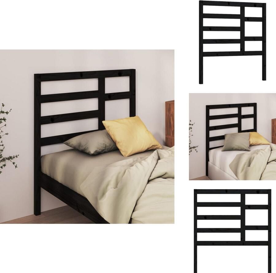 VidaXL Hoofdbord Hoofdborden Hoofdeinde Houten Hoofdbord 106x4x104 cm massief grenenhout zwart - Foto 2