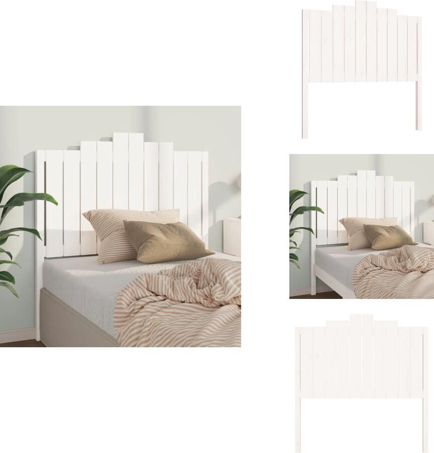 VidaXL Hoofdbord Hoofdborden Hoofdeinde Houten Hoofdbord 106x4x110 cm massief grenenhout wit