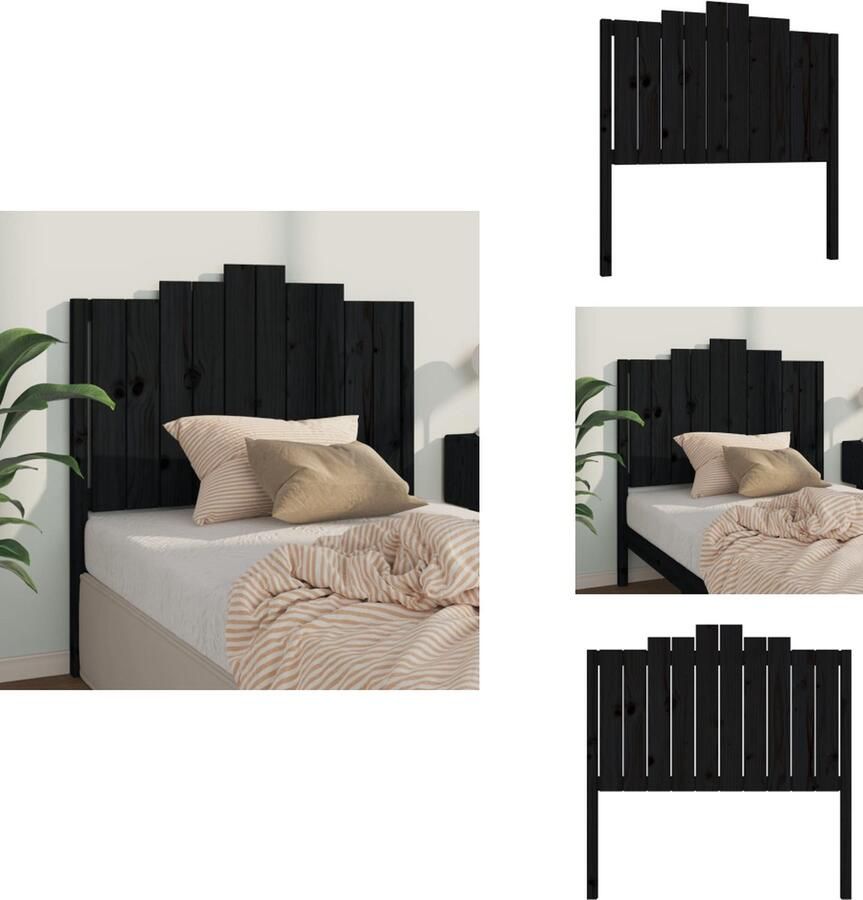 VidaXL Hoofdbord Hoofdborden Hoofdeinde Houten Hoofdbord 106x4x110 cm massief grenenhout zwart