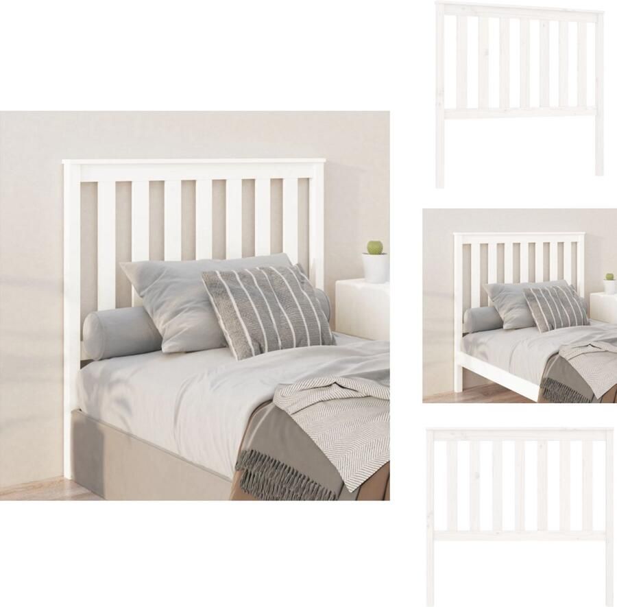 VidaXL Hoofdbord Hoofdborden Hoofdeinde Houten Hoofdbord 106x6x101 cm massief grenenhout wit
