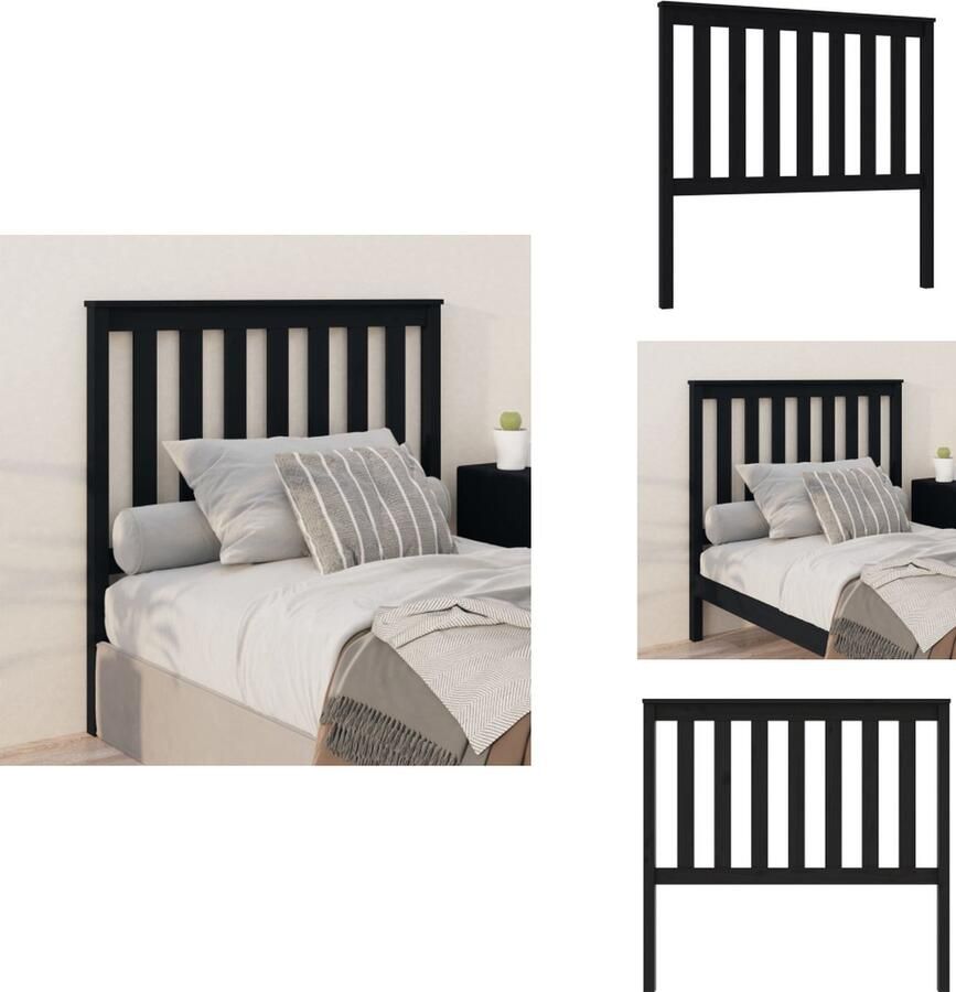 VidaXL Hoofdbord Hoofdborden Hoofdeinde Houten Hoofdbord 106x6x101 cm massief grenenhout zwart