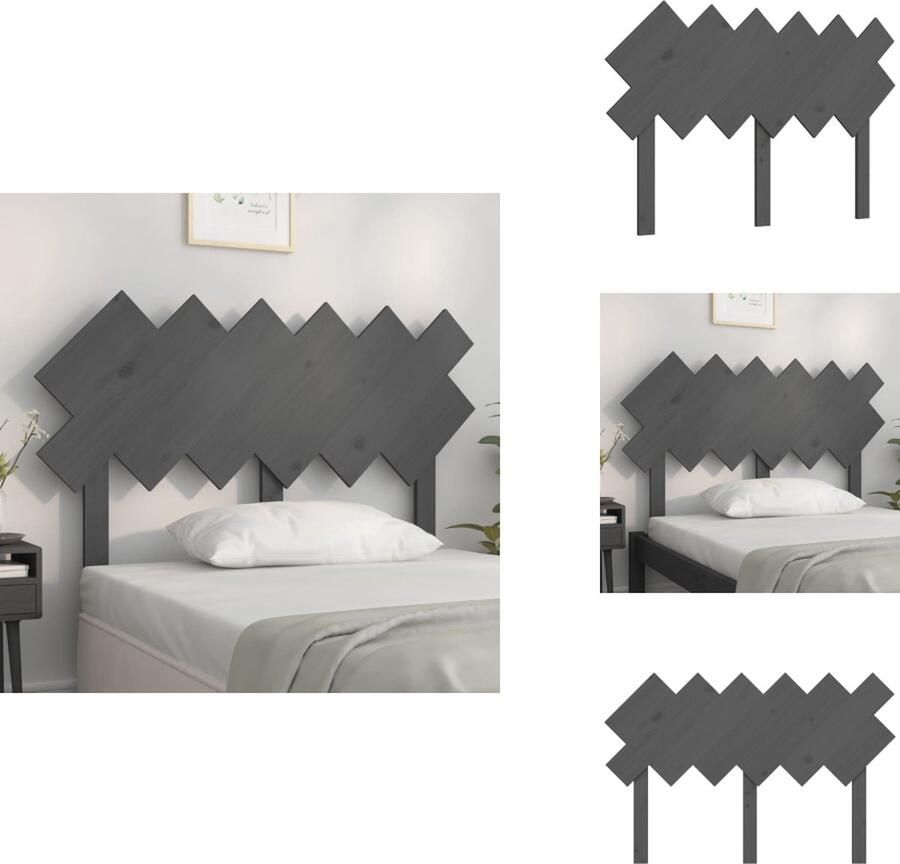 VidaXL Hoofdbord Hoofdborden Hoofdeinde Houten Hoofdbord 122 5x3x80 5 cm massief grenenhout grijs