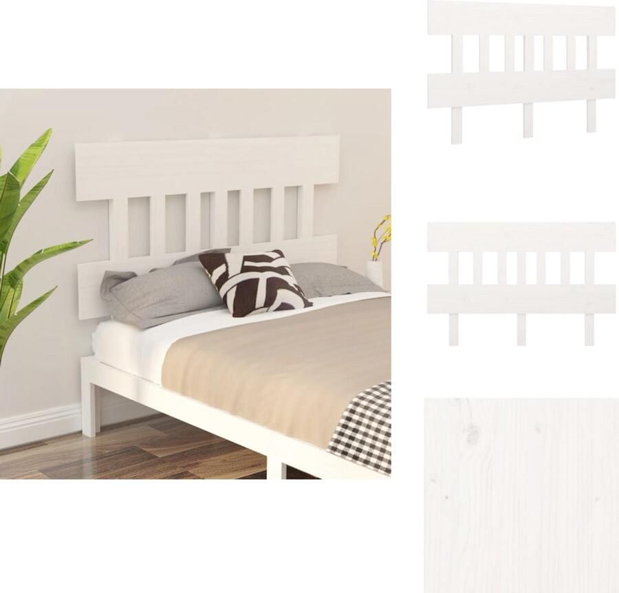 VidaXL Hoofdbord Hoofdborden Hoofdeinde Houten Hoofdbord 123 5x3x81 cm massief grenenhout wit