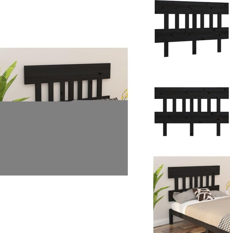 VidaXL Hoofdbord Hoofdborden Hoofdeinde Houten Hoofdbord 123 5x3x81 cm massief grenenhout zwart