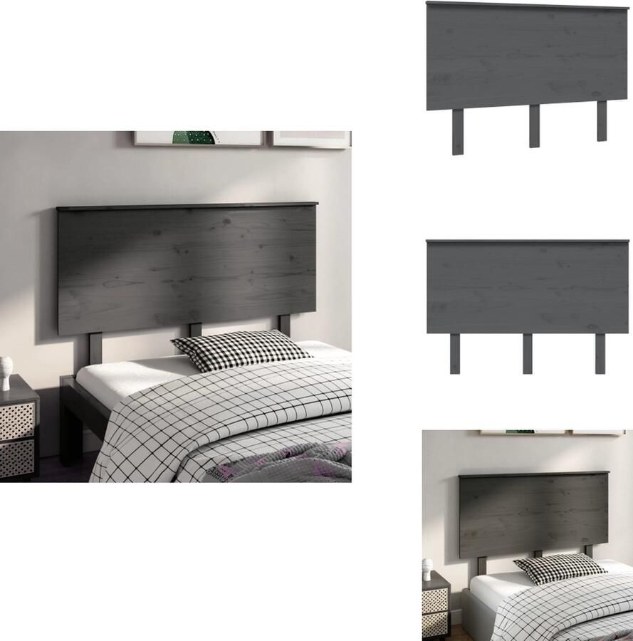 VidaXL Hoofdbord Hoofdborden Hoofdeinde Houten Hoofdbord 124x6x82 5 cm massief grenenhout grijs