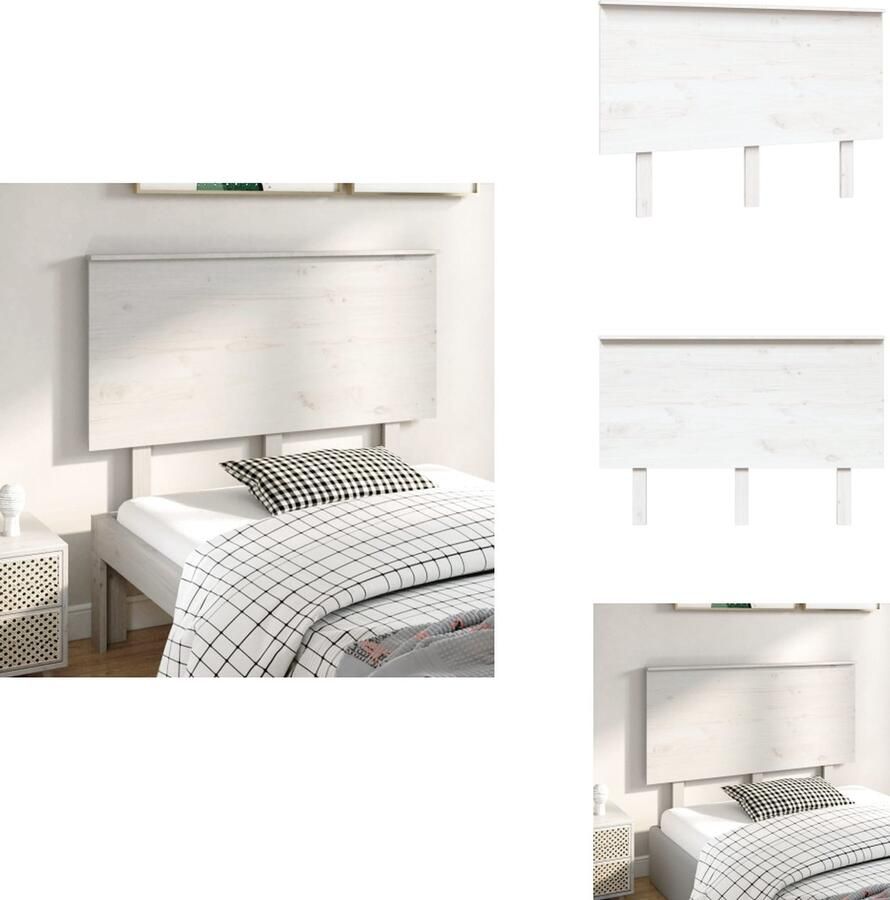 VidaXL Hoofdbord Hoofdborden Hoofdeinde Houten Hoofdbord 124x6x82 5 cm massief grenenhout wit - Foto 2