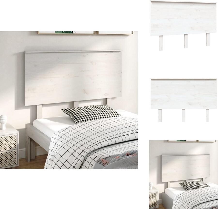 VidaXL Hoofdbord Hoofdborden Hoofdeinde Houten Hoofdbord 124x6x82 5 cm massief grenenhout wit