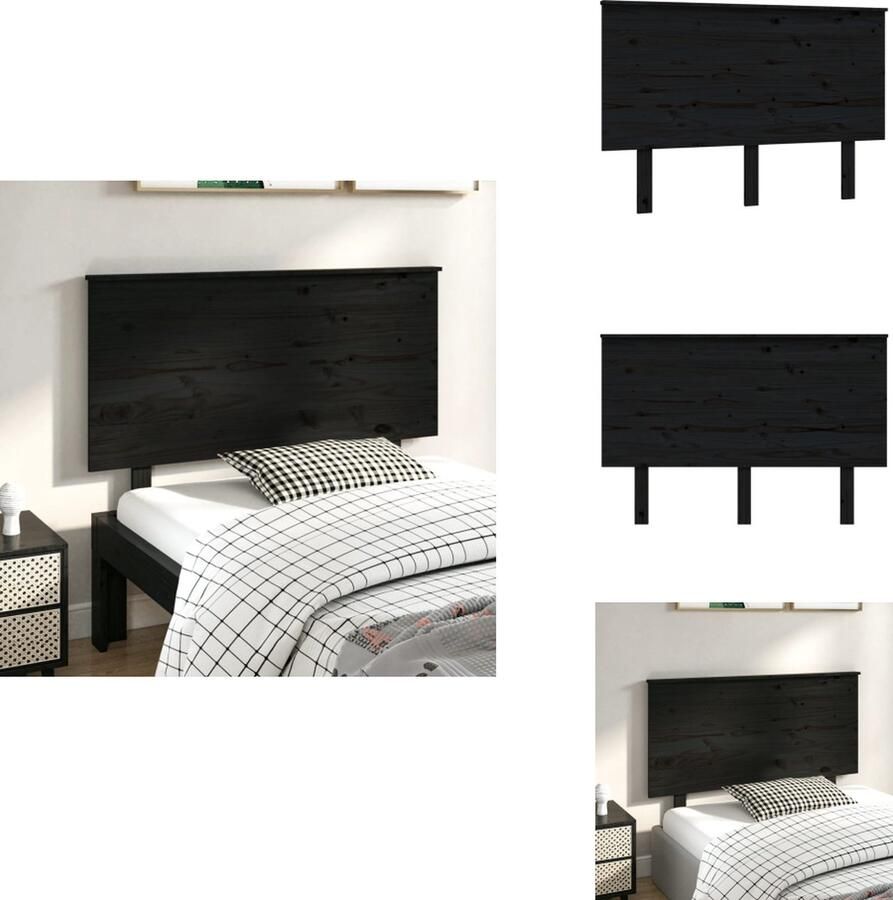 VidaXL Hoofdbord Hoofdborden Hoofdeinde Houten Hoofdbord 124x6x82 5 cm massief grenenhout zwart