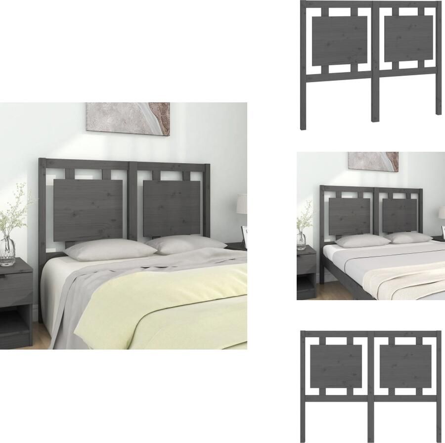 VidaXL Hoofdbord Hoofdborden Hoofdeinde Houten Hoofdbord 125-5x4x100 cm massief grenenhout grijs