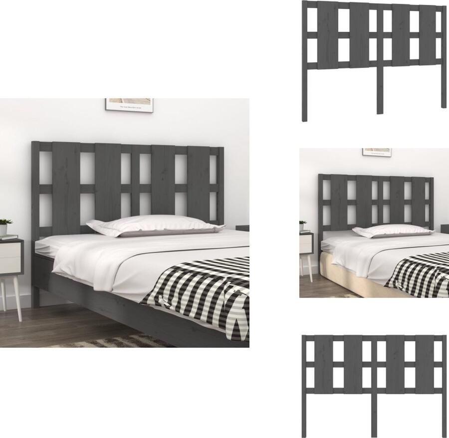 VidaXL Hoofdbord Hoofdborden Hoofdeinde Houten Hoofdbord 125 5x4x100 cm massief grenenhout grijs
