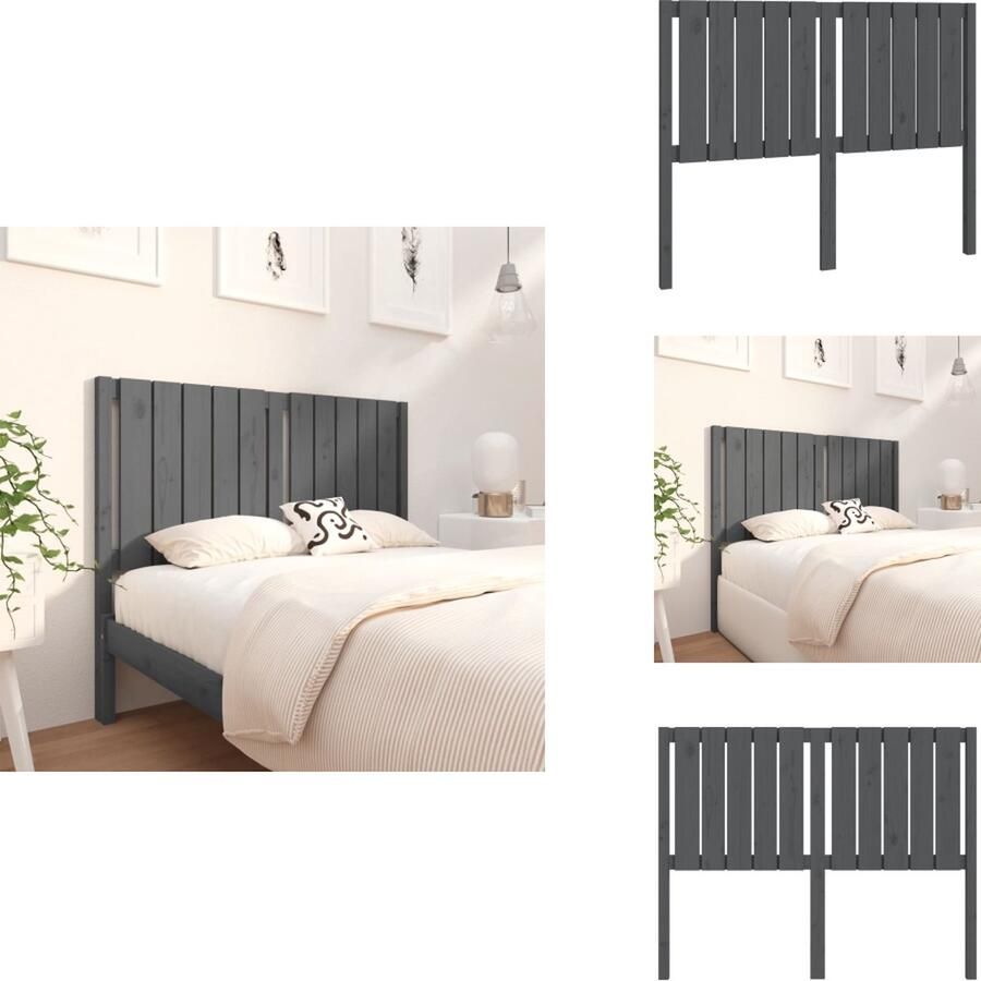 VidaXL Hoofdbord Hoofdborden Hoofdeinde Houten Hoofdbord 125 5x4x100 cm massief grenenhout grijs