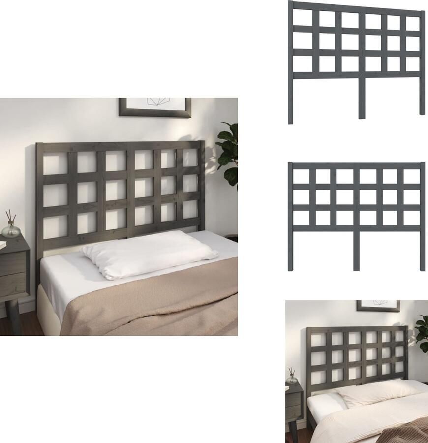 VidaXL Hoofdbord Hoofdborden Hoofdeinde Houten Hoofdbord 125-5x4x100 cm massief grenenhout grijs
