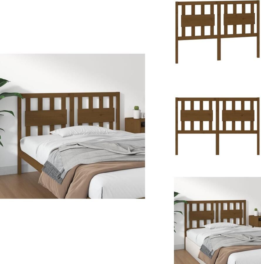 VidaXL Hoofdbord Hoofdborden Hoofdeinde Houten Hoofdbord 125 5x4x100 cm massief grenenhout honingbruin - Foto 2