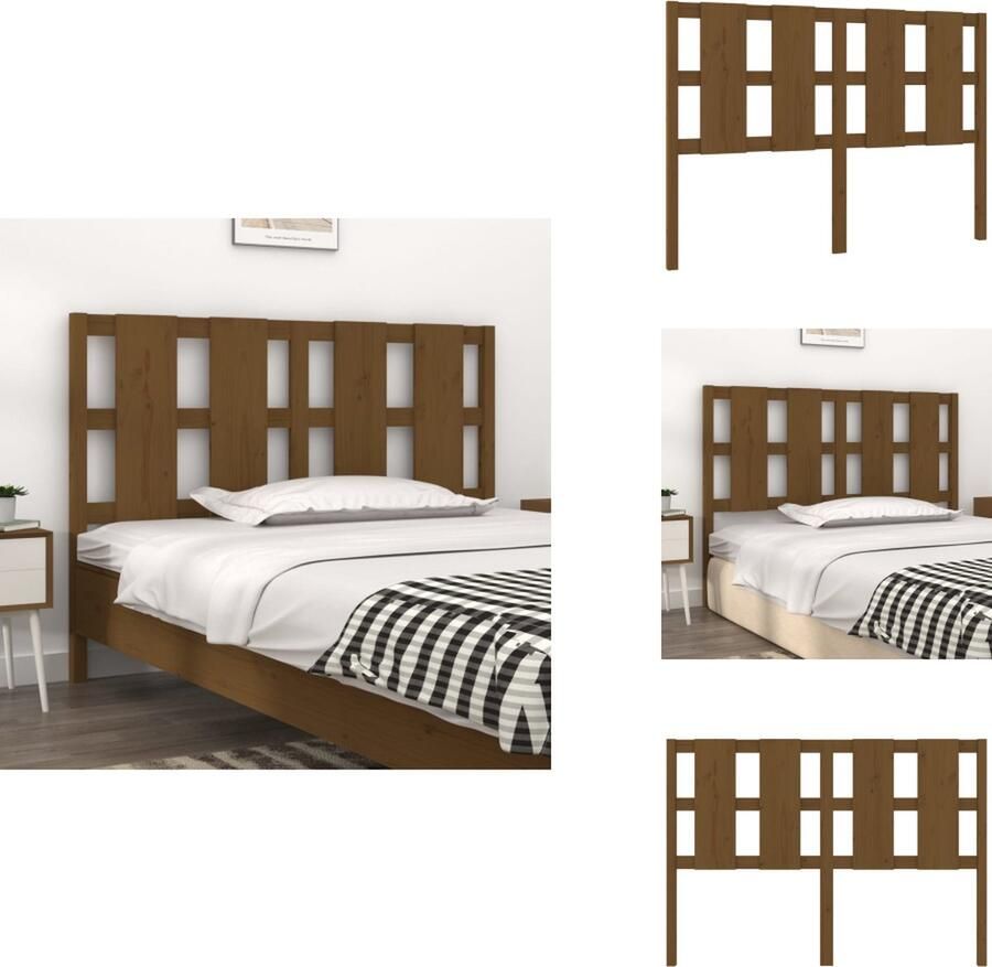 VidaXL Hoofdbord Hoofdborden Hoofdeinde Houten Hoofdbord 125 5x4x100 cm massief grenenhout honingbruin - Foto 3