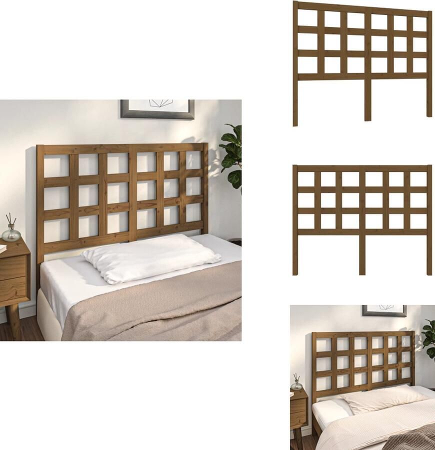 VidaXL Hoofdbord Hoofdborden Hoofdeinde Houten Hoofdbord 125 5x4x100 cm massief grenenhout honingbruin - Foto 4