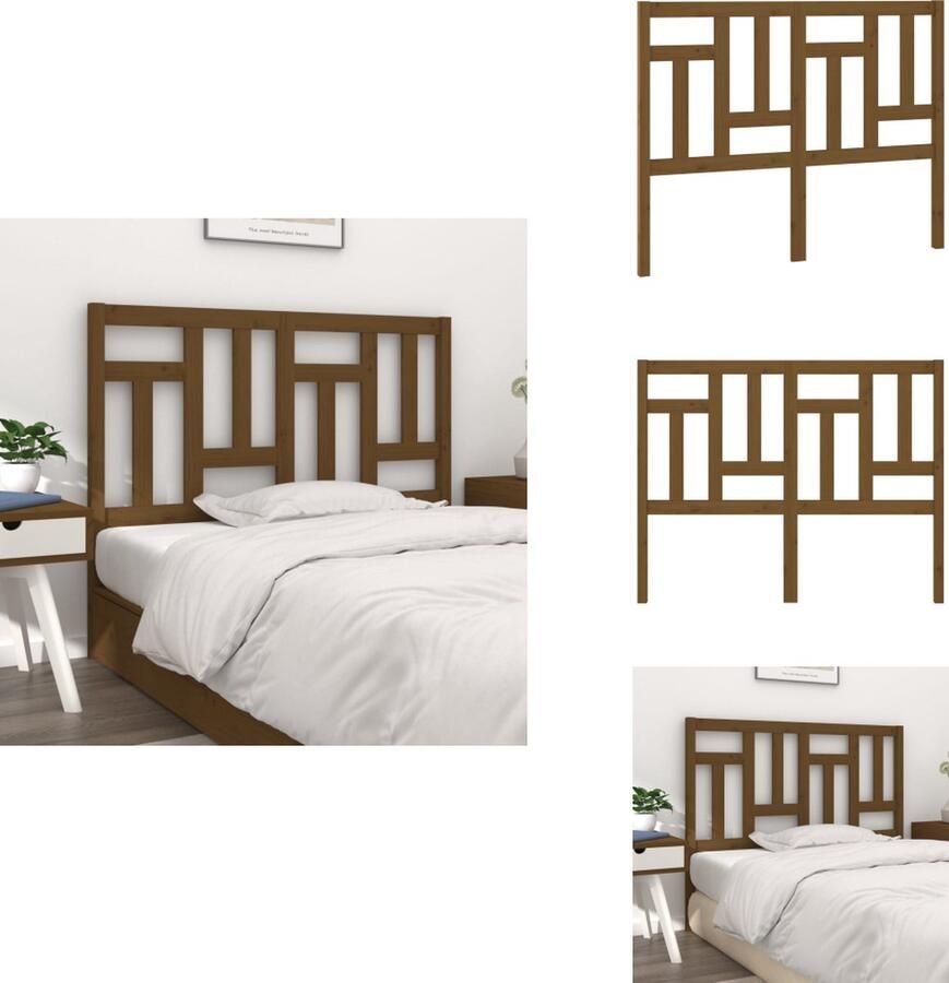 VidaXL Hoofdbord Hoofdborden Hoofdeinde Houten Hoofdbord 125 5x4x100 cm massief grenenhout honingbruin - Foto 5