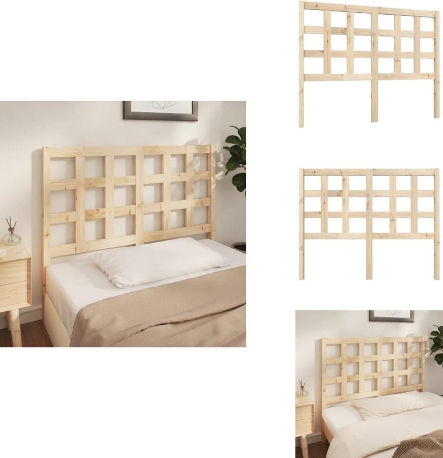 VidaXL Hoofdbord Hoofdborden Hoofdeinde Houten Hoofdbord 125-5x4x100 cm massief grenenhout - Foto 2