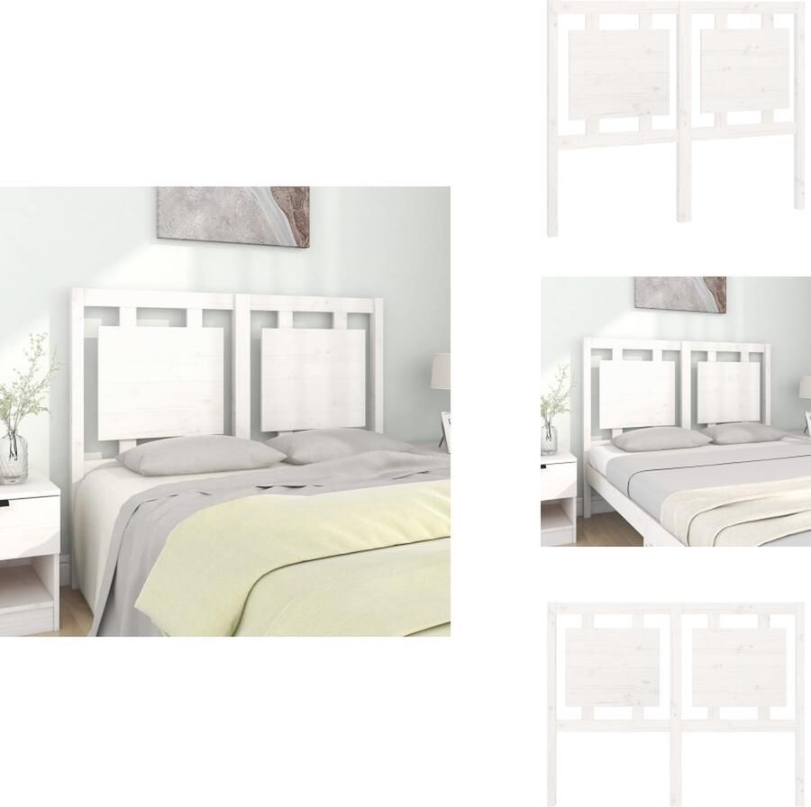 VidaXL Hoofdbord Hoofdborden Hoofdeinde Houten Hoofdbord 125 5x4x100 cm massief grenenhout wit