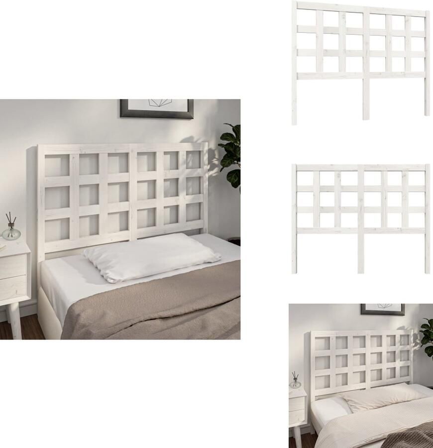 VidaXL Hoofdbord Hoofdborden Hoofdeinde Houten Hoofdbord 125 5x4x100 cm massief grenenhout wit - Foto 6