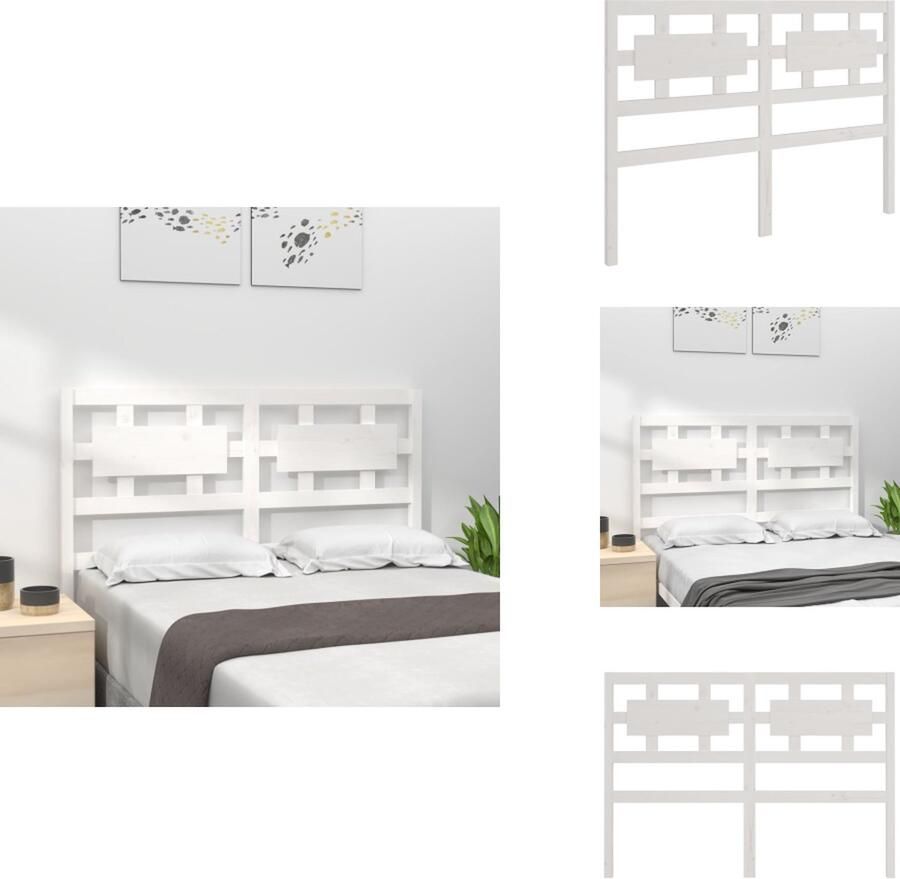 VidaXL Hoofdbord Hoofdborden Hoofdeinde Houten Hoofdbord 125 5x4x100 cm massief grenenhout wit - Foto 4