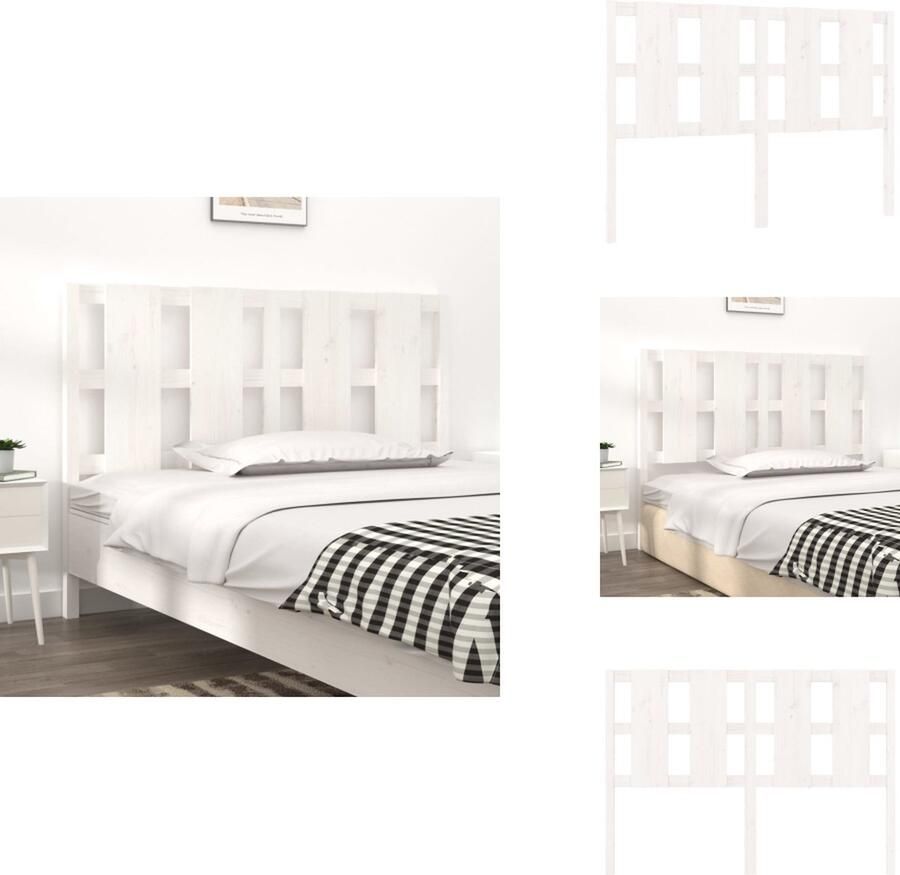 VidaXL Hoofdbord Hoofdborden Hoofdeinde Houten Hoofdbord 125 5x4x100 cm massief grenenhout wit - Foto 5