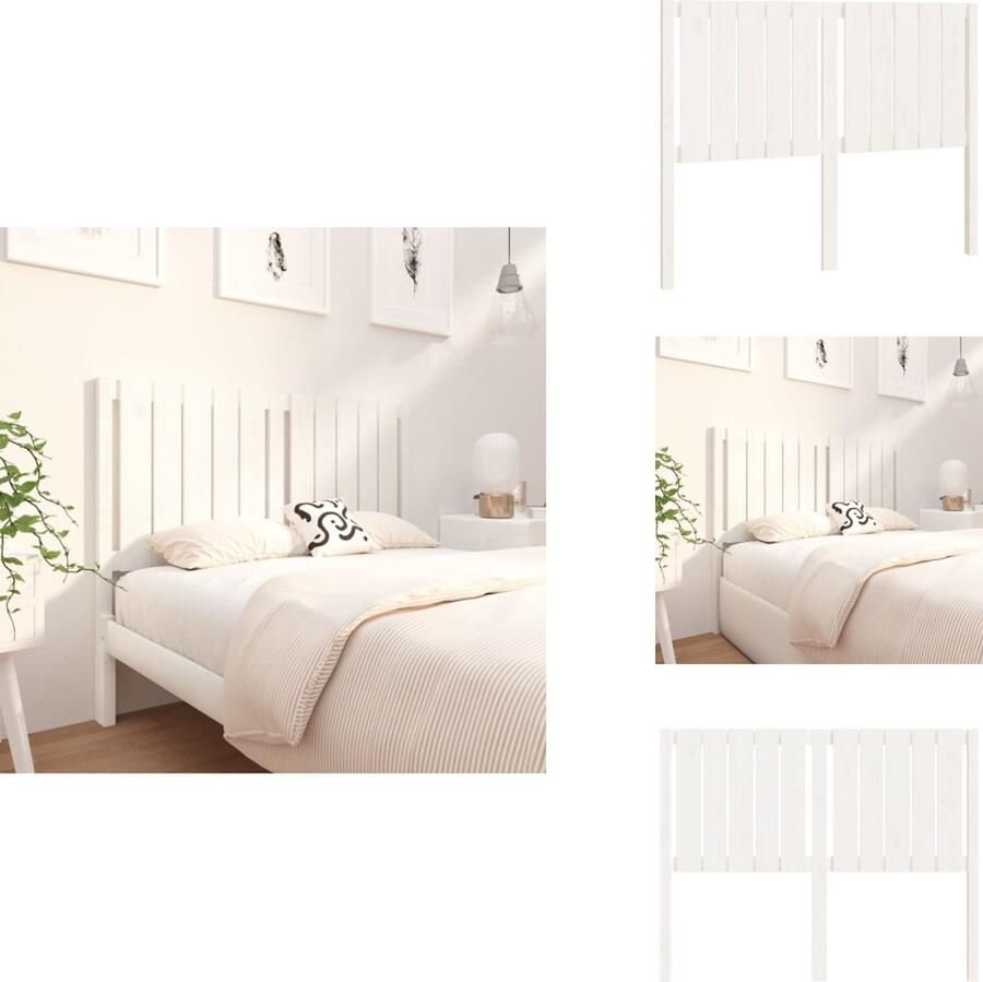 VidaXL Hoofdbord Hoofdborden Hoofdeinde Houten Hoofdbord 125-5x4x100 cm massief grenenhout wit - Foto 2