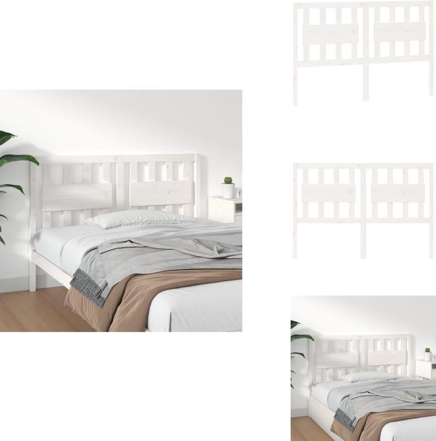 VidaXL Hoofdbord Hoofdborden Hoofdeinde Houten Hoofdbord 125 5x4x100 cm massief grenenhout wit - Foto 8