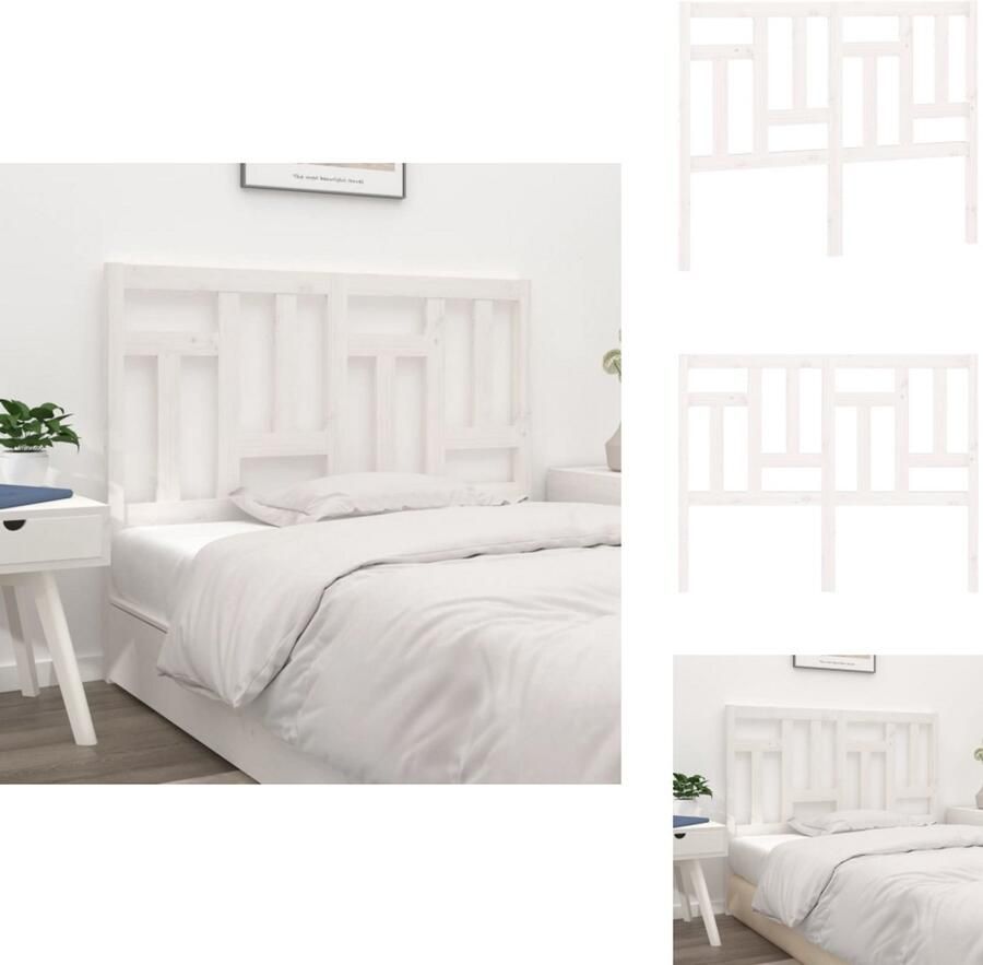 VidaXL Hoofdbord Hoofdborden Hoofdeinde Houten Hoofdbord 125 5x4x100 cm massief grenenhout wit - Foto 2