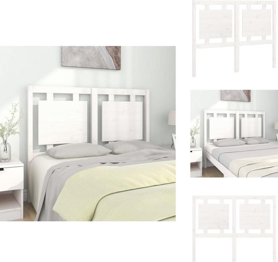 VidaXL Hoofdbord Hoofdborden Hoofdeinde Houten Hoofdbord 125 5x4x100 cm massief grenenhout wit