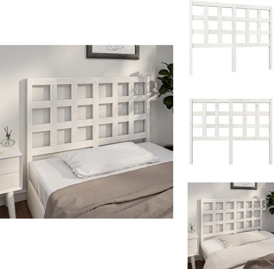 VidaXL Hoofdbord Hoofdborden Hoofdeinde Houten Hoofdbord 125 5x4x100 cm massief grenenhout wit - Foto 3