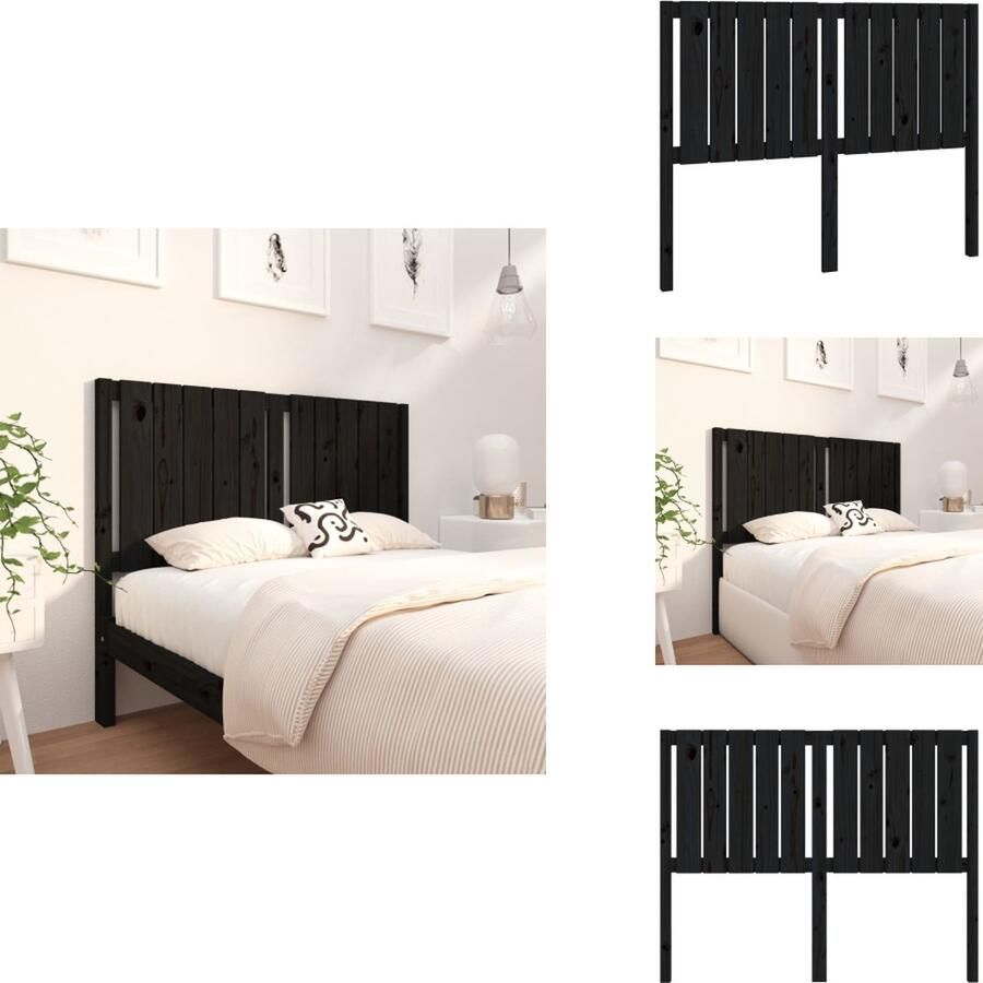 VidaXL Hoofdbord Hoofdborden Hoofdeinde Houten Hoofdbord 125-5x4x100 cm massief grenenhout zwart