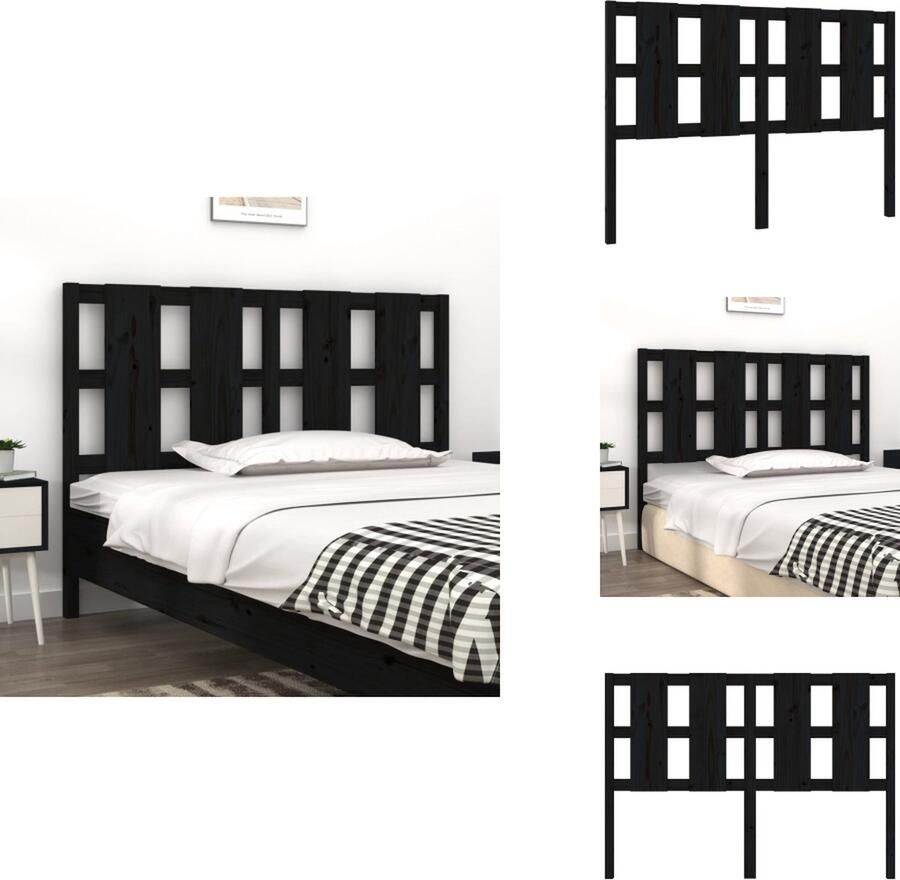 VidaXL Hoofdbord Hoofdborden Hoofdeinde Houten Hoofdbord 125 5x4x100 cm massief grenenhout zwart